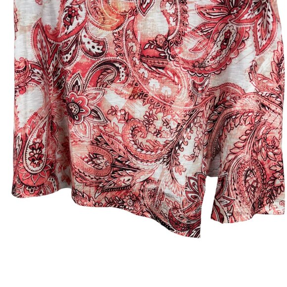 Terra & Sky Womens Plus Size Coral Paisley Short Sleeve Top Size 1X 16W-18W - Picture 2 of 7